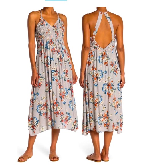 Penna&Pine Dresses & Skirts - Light Blue Open Back Floral Maxi Midi Boho Dress